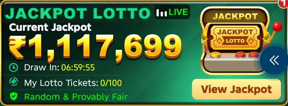 Spin Crush Jackpot Lotto live banner with current jackpot and draw countdown