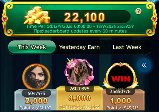 Spin Crush weekly referral leaderboard with top three prize winners